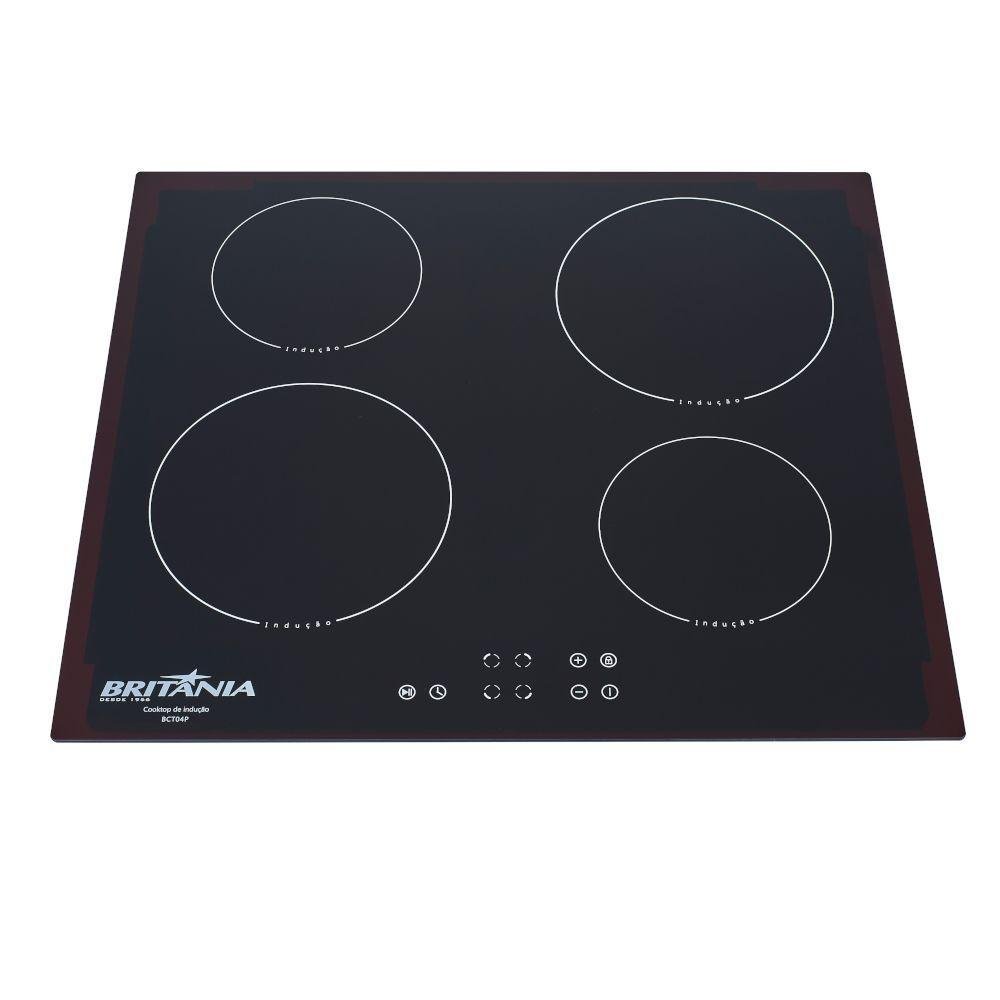 Cooktop Britânia 4 Bocas Vidro Preto Indução 220V BCT04P Pão de Açúcar