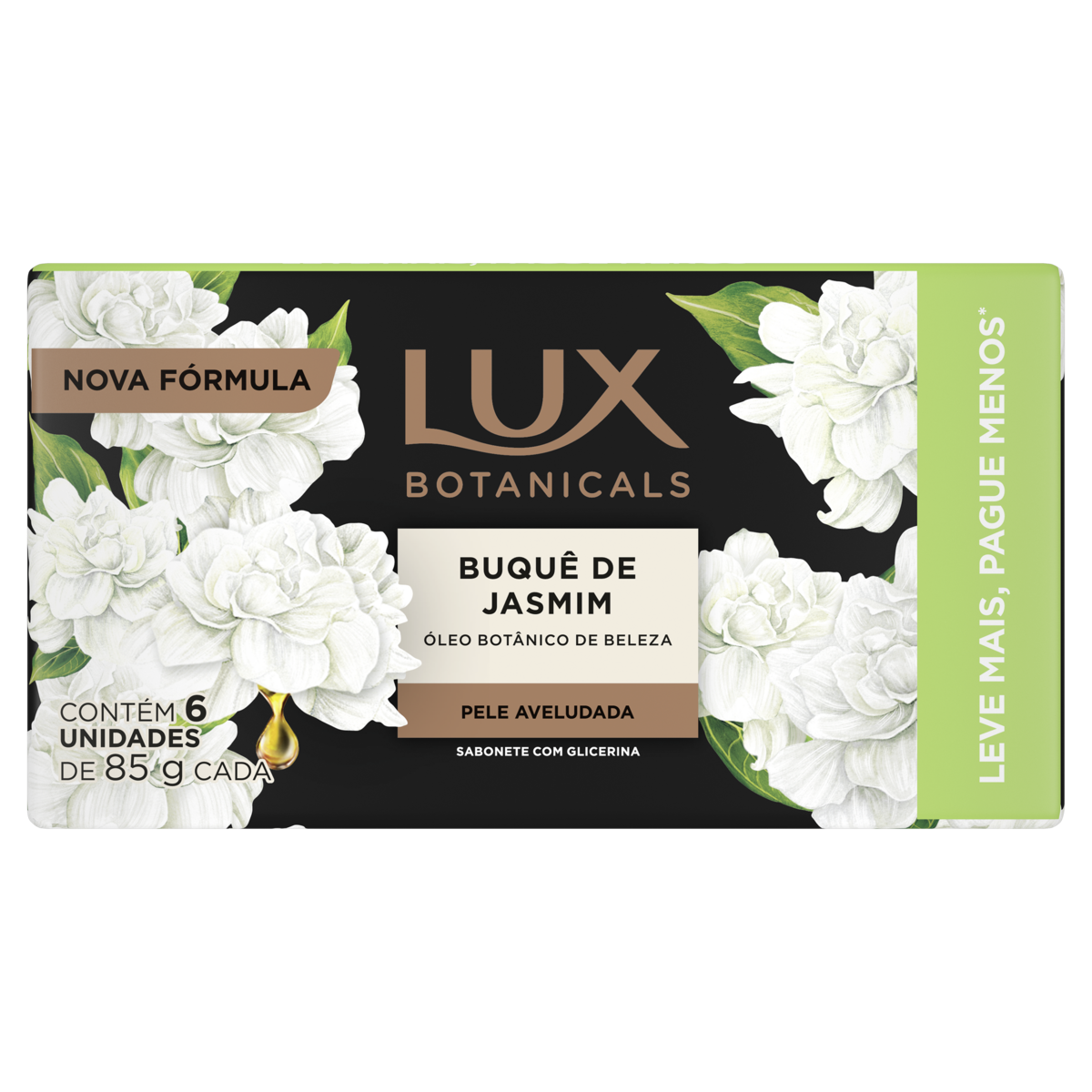 Pack Sabonete Barra de Glicerina Buquê de Jasmim Lux Botanicals Envoltório 6 Unidades 85g Cada Leve Mais Pague Menos