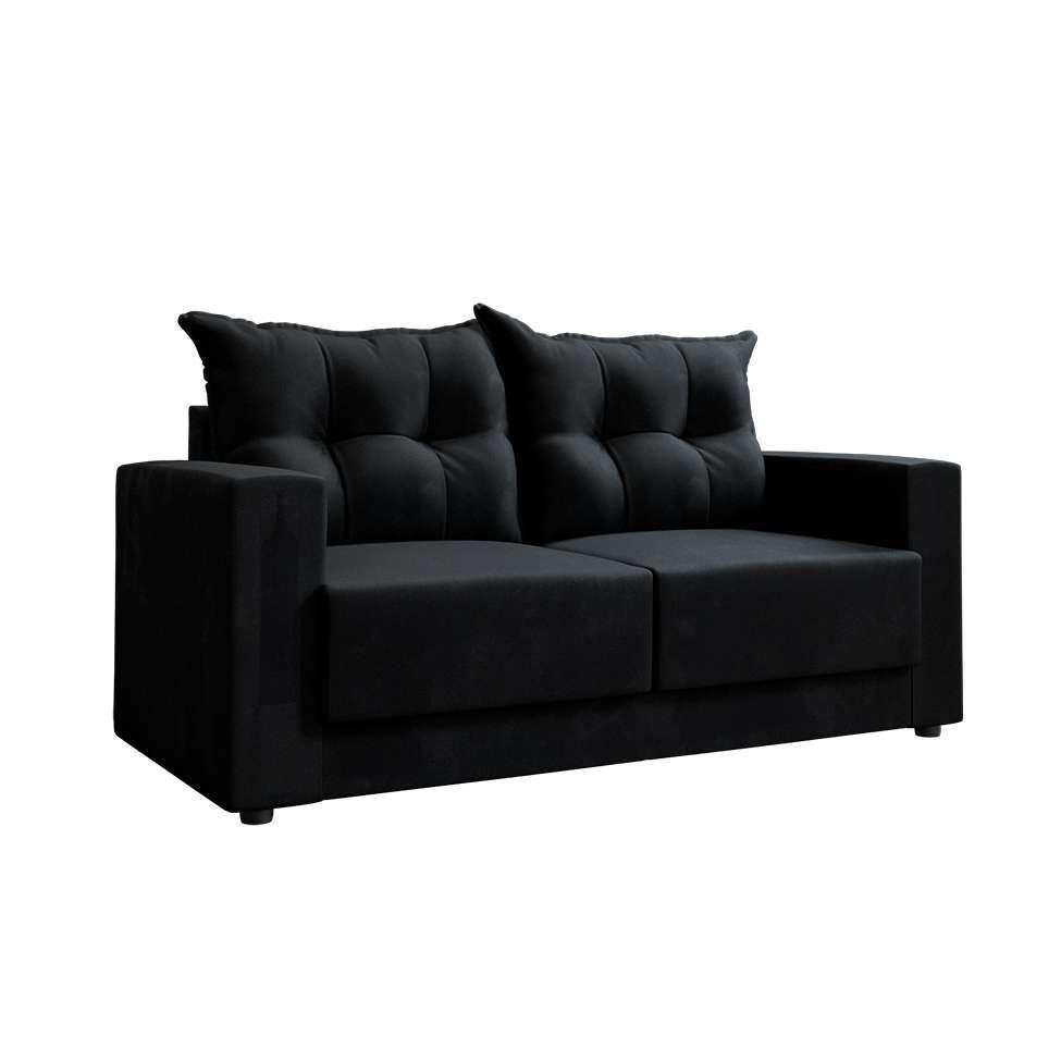 sofá 2 lugares retrátil lubeck suede preto