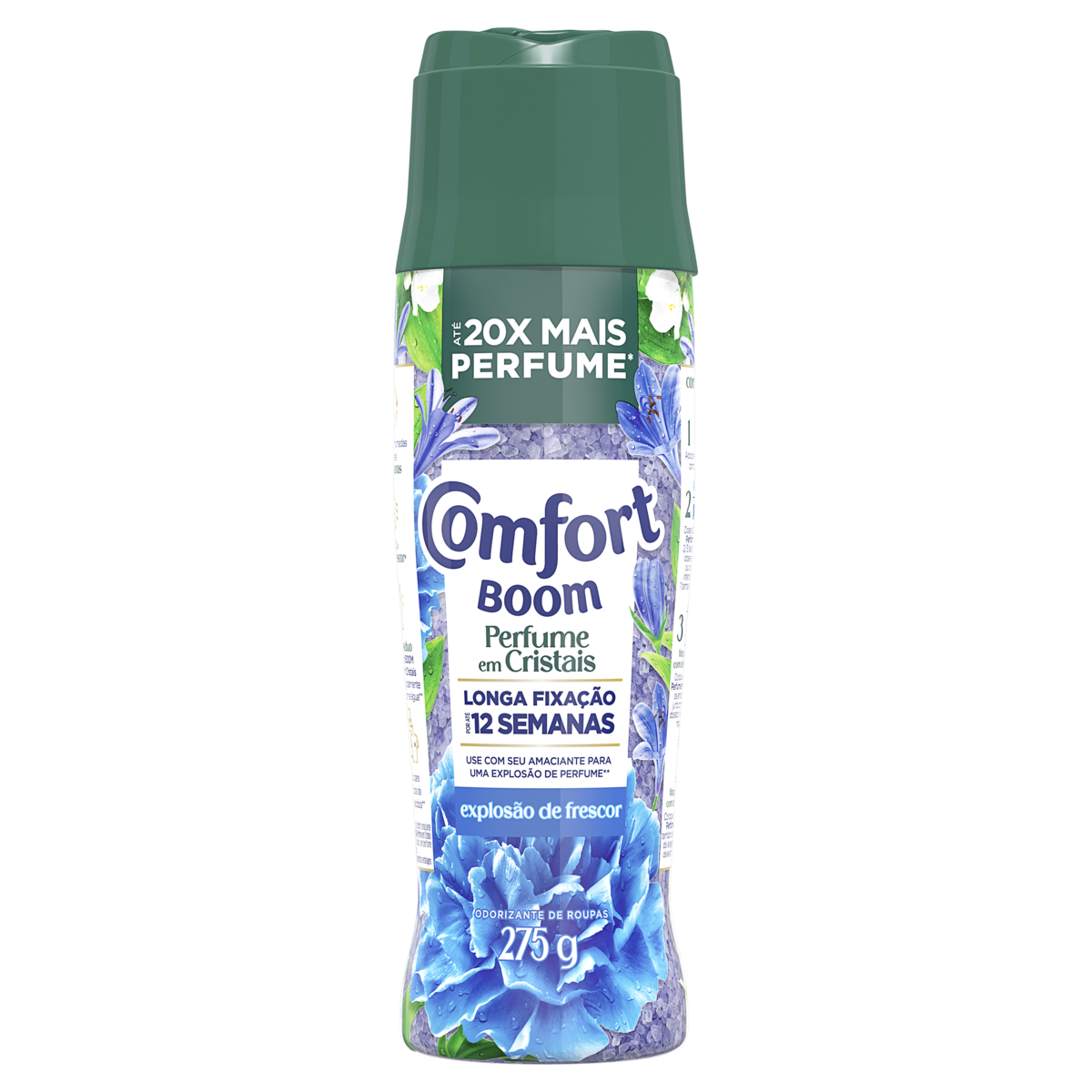 Odorizante de Roupas Explosão de Frescor Comfort Boom Perfume em Cristais Frasco 275g