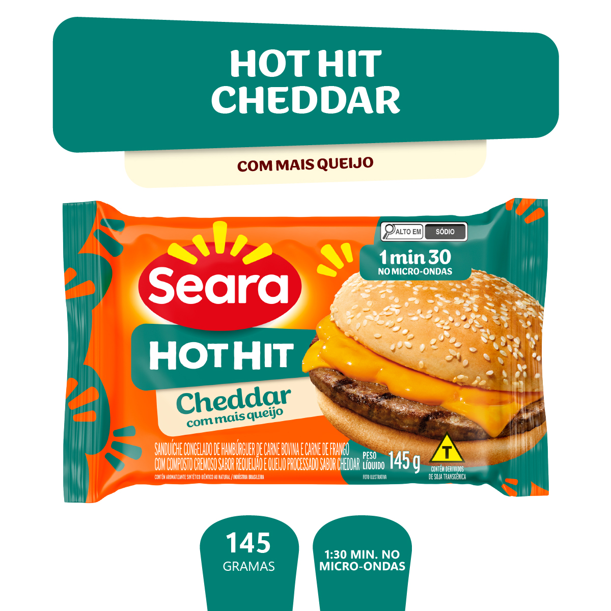 Hot Hit Cheddar Seara 145g