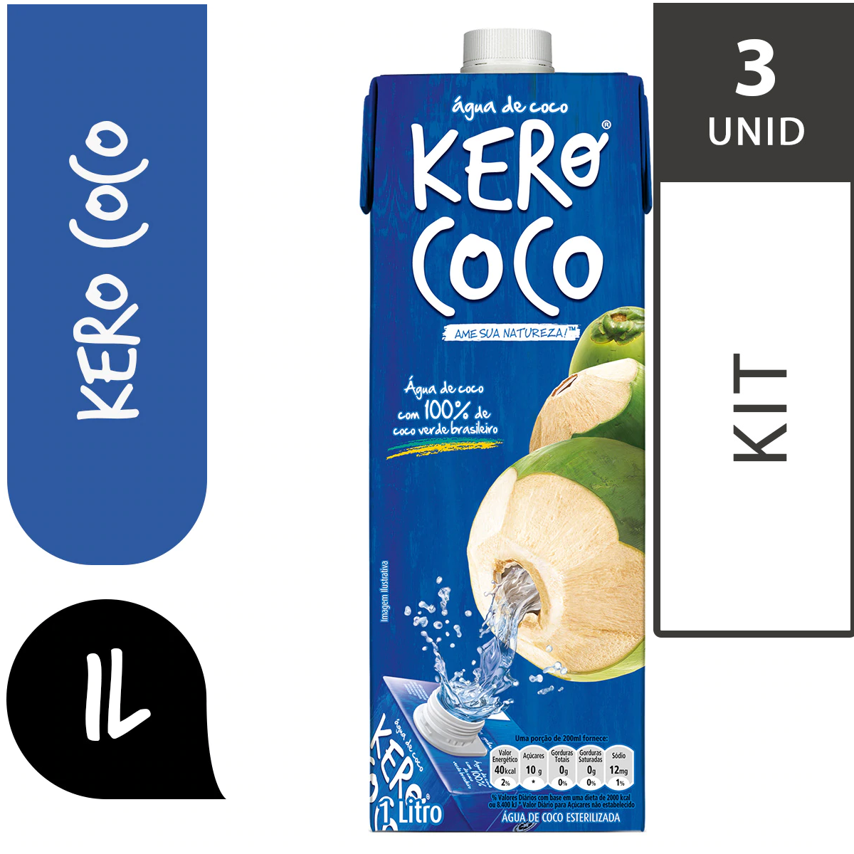 3 Unidades - Água de Coco Kero Coco 1L em Promoção no Oferta Esperta