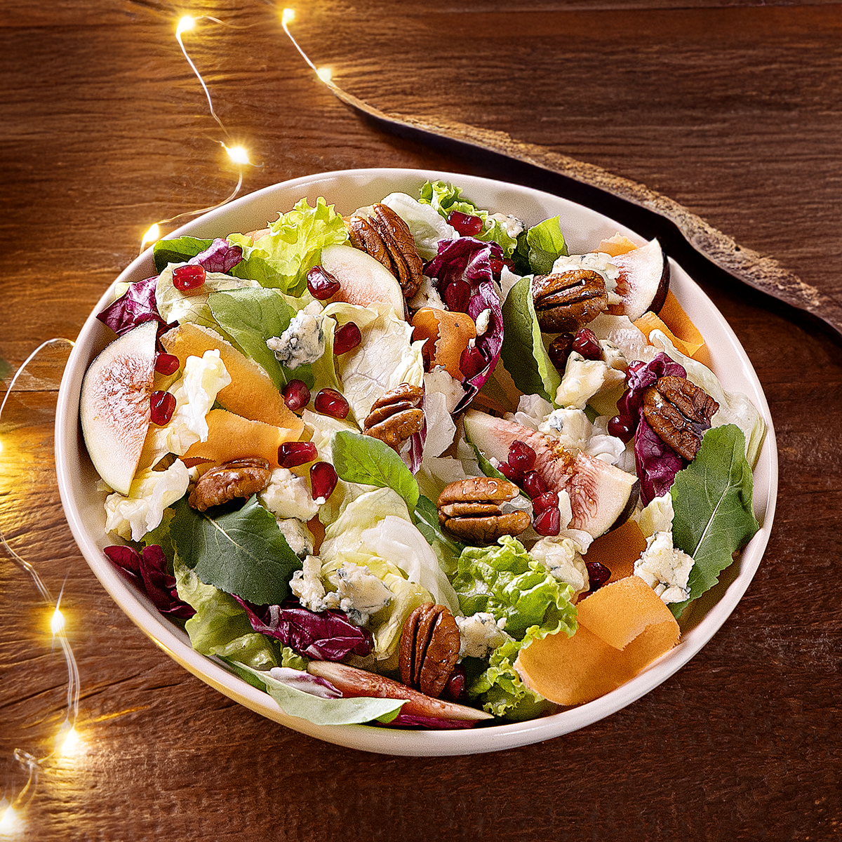 Salada Verde com Figo, Gorgonzola e Pecan Caramelizada 250G