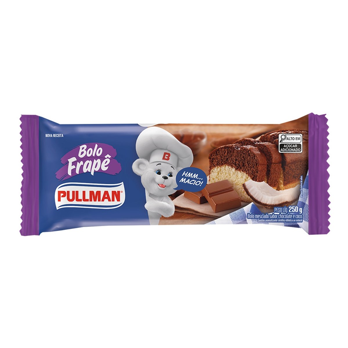 Bolo Frapê Chocolate e Baunilha Pullman Pacote 250g