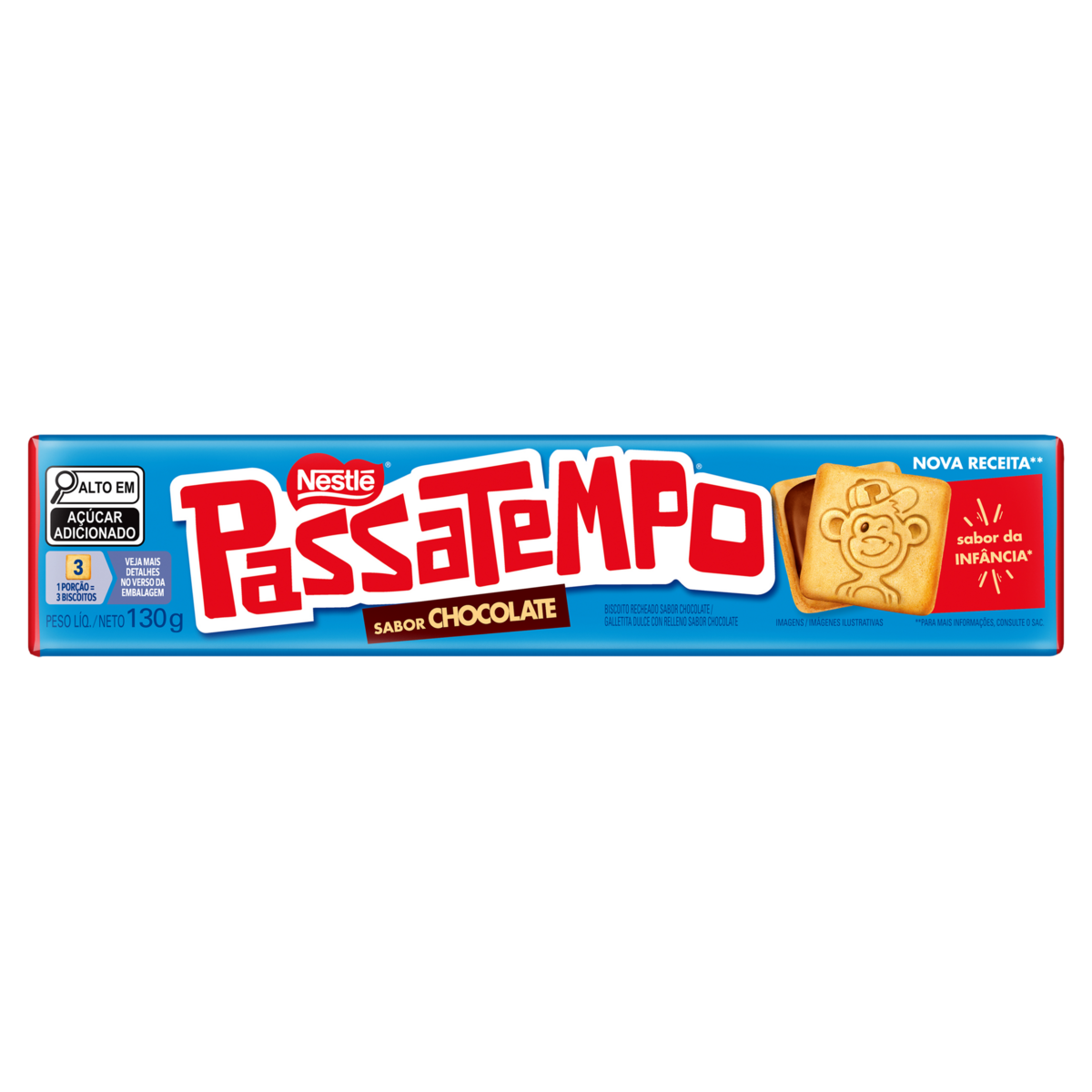 Biscoito Recheio Chocolate Passatempo Pacote 130g