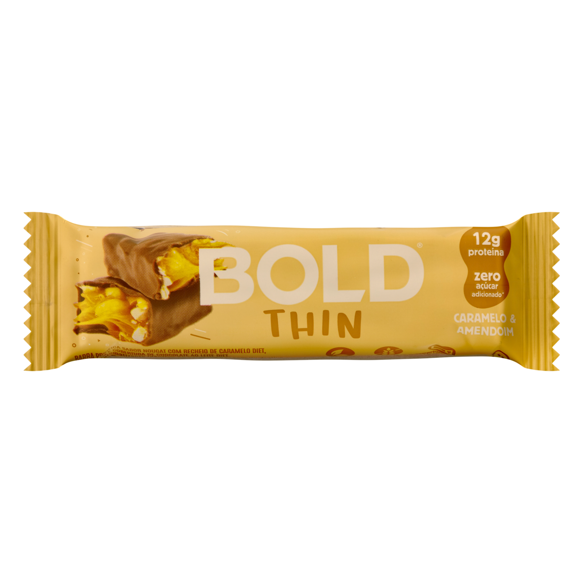 Barra de Proteína Caramelo & Amendoim Bold Thin Pacote 40g