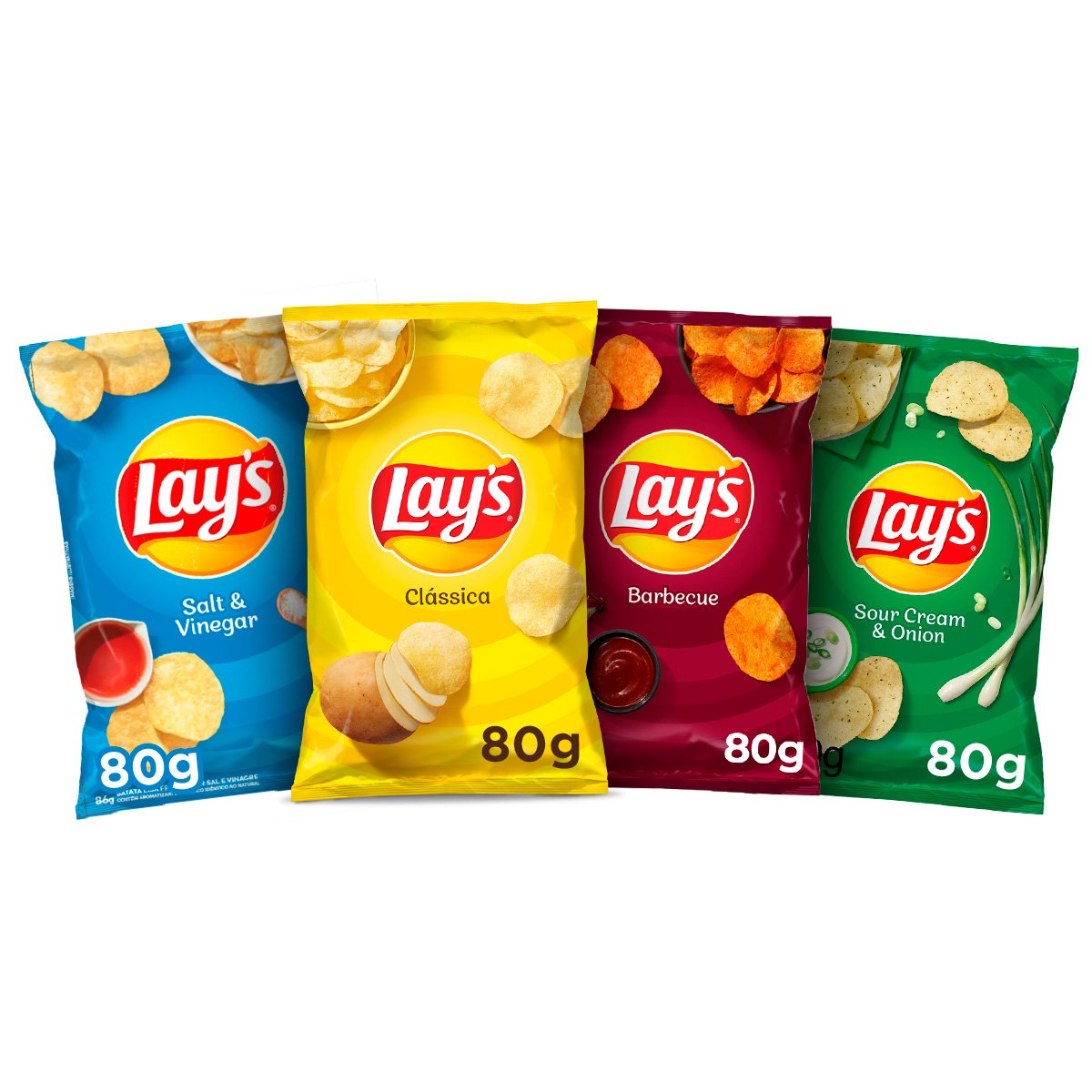 Kit Elma Chips Lays Clássica 80g + Lays Salt & Vinegar 80g + Lays Sour
