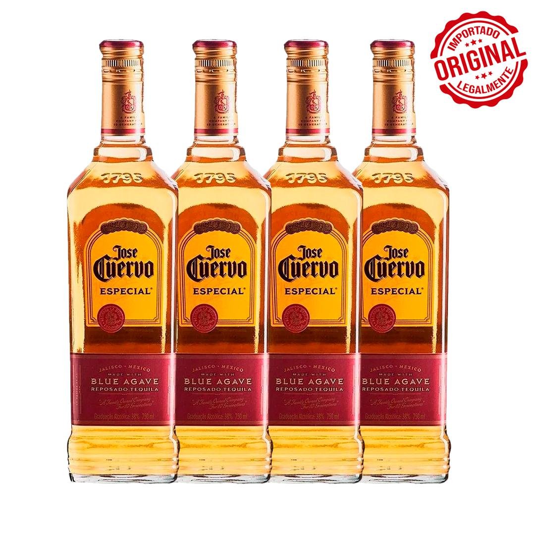 Kit 4 Garrafas Tequila Mexicana José Cuervo Ouro Especial 750ml Pão