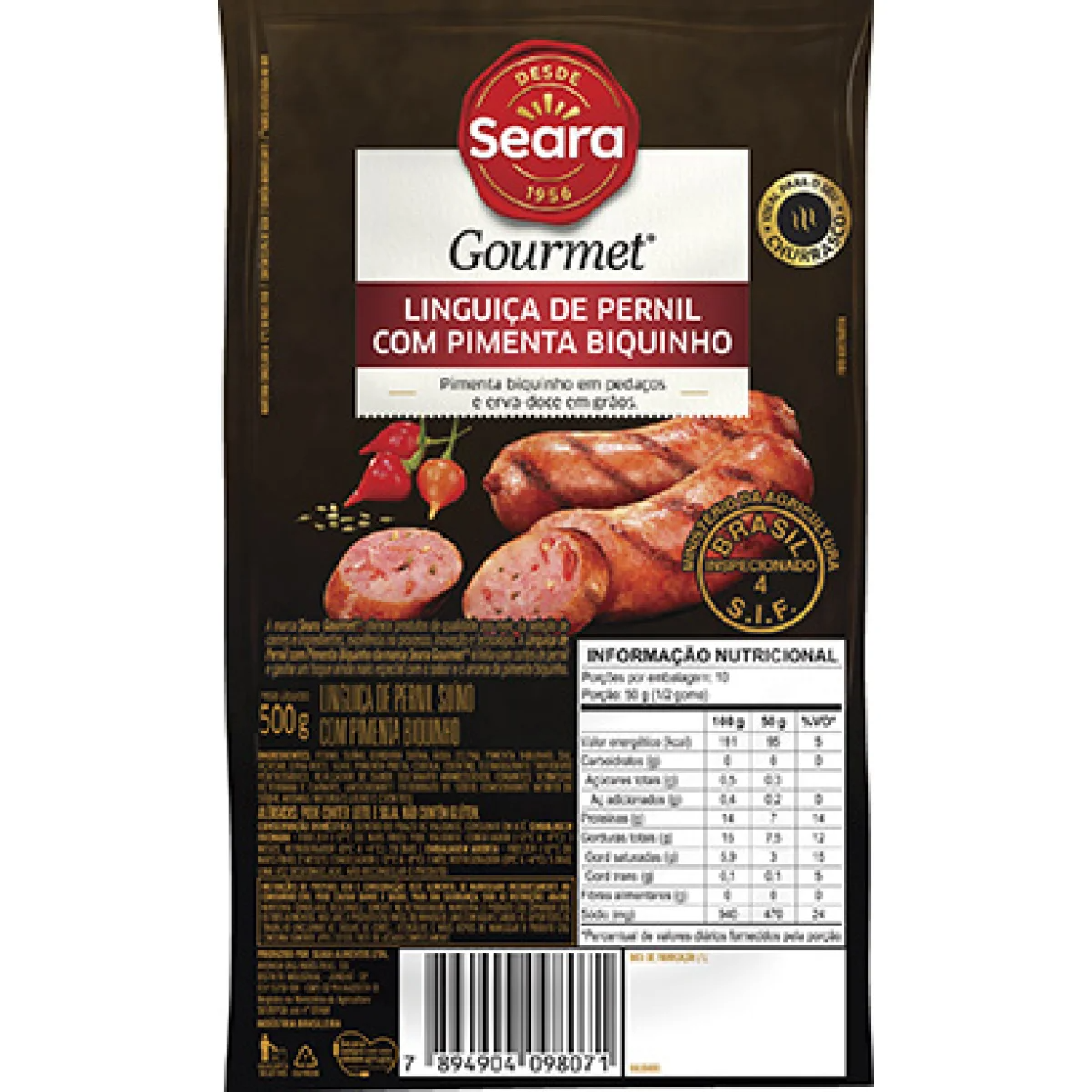Linguiça com pimenta biquinho Seara Gourmet 500g