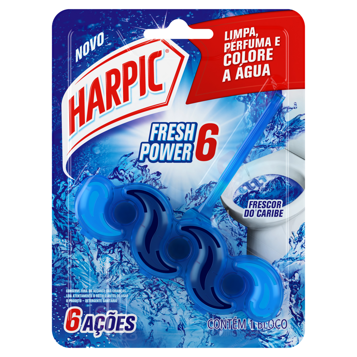 Detergente Sanitário Bloco Frescor do Caribe Harpic Fresh Power 6