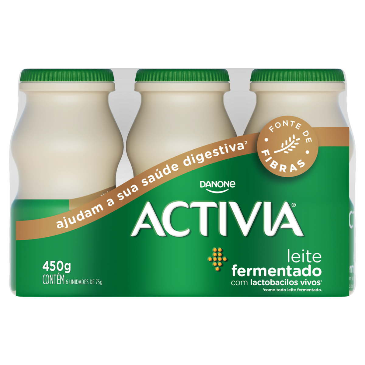 Pack Leite Fermentado Desnatado Baunilha Activia Frasco 450g 6 Unidades