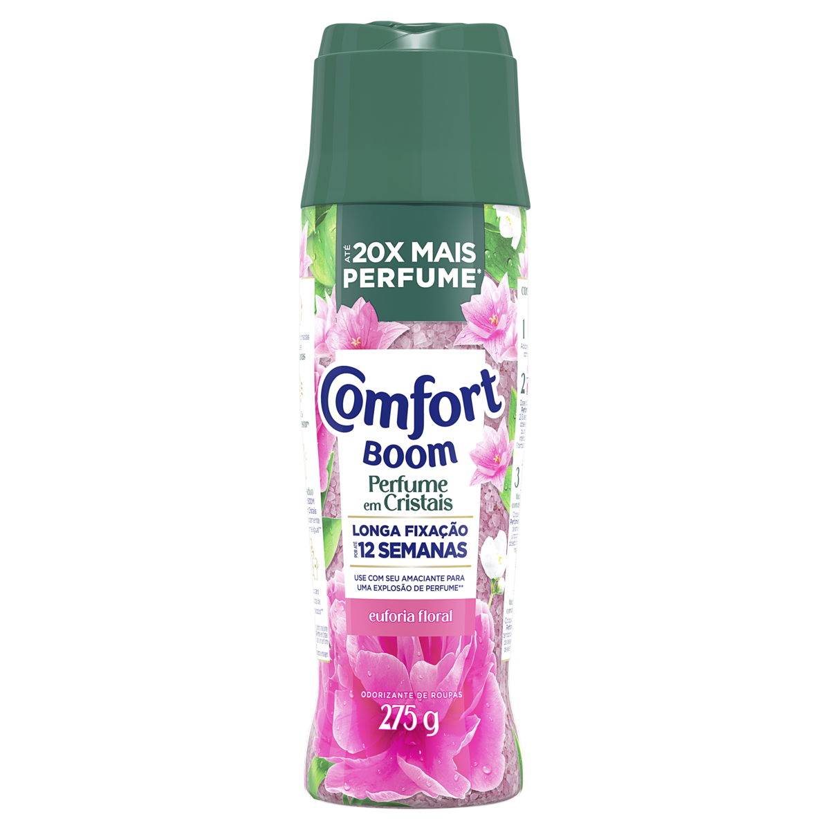 Odorizante de Roupas Euforia Floral Comfort Boom Perfume em Cristais Frasco 275g