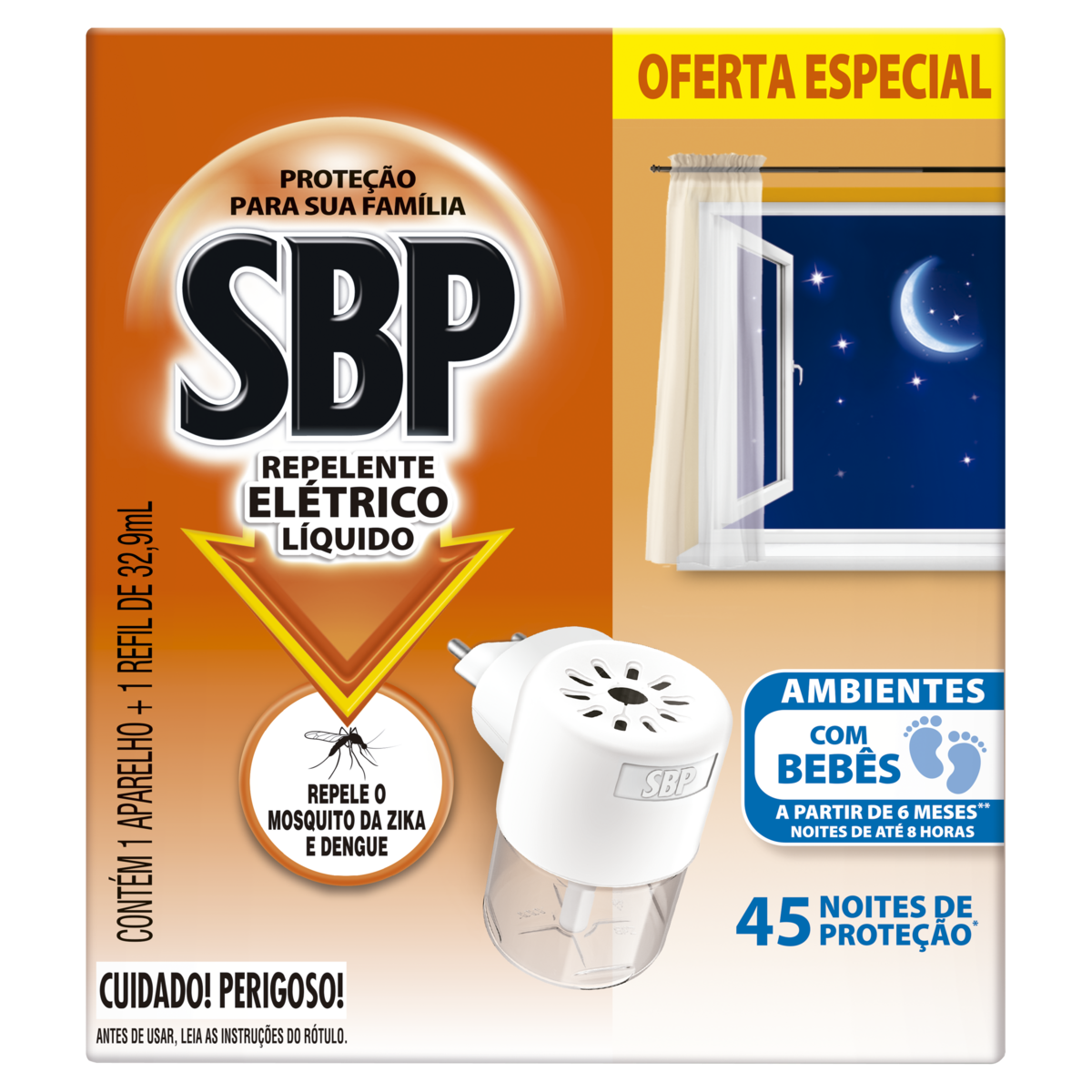 Kit Aparelho Elétrico + Refil Repelente Líquido SBP 35ml Oferta Especial