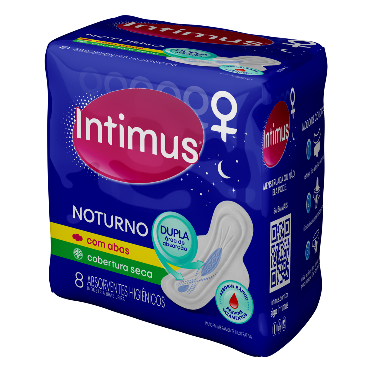 Absorvente com Abas Seca Intimus Noturno Pacote 8 Unidades