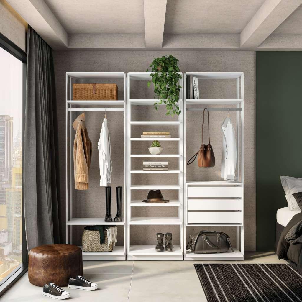 Guarda-Roupa Modulado Clothes com Cabideiro e Prateleiras 3 GV Branco ...