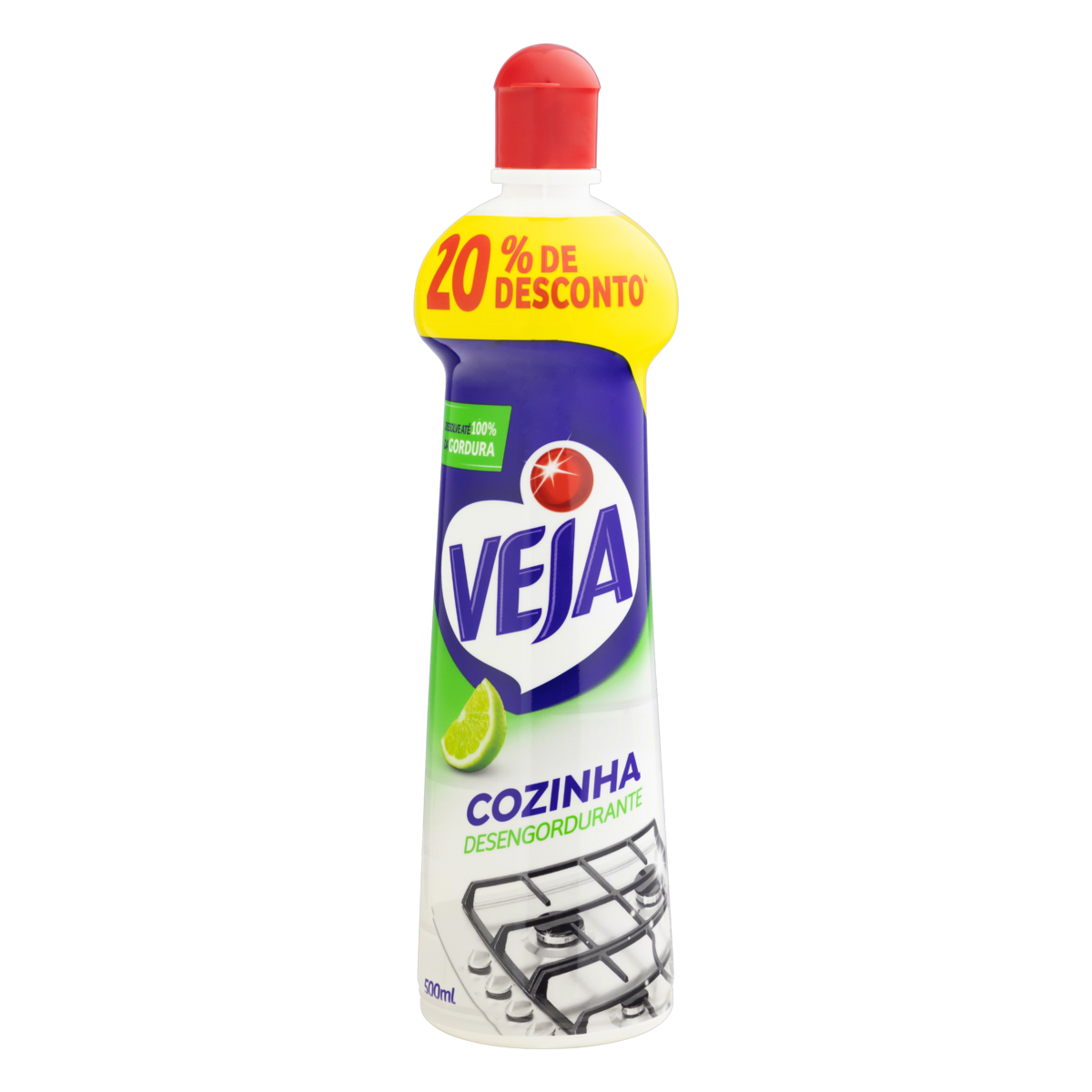 Limpador Desengordurante Cozinha Limão Veja Squeeze 500ml Grátis 20% de Desconto