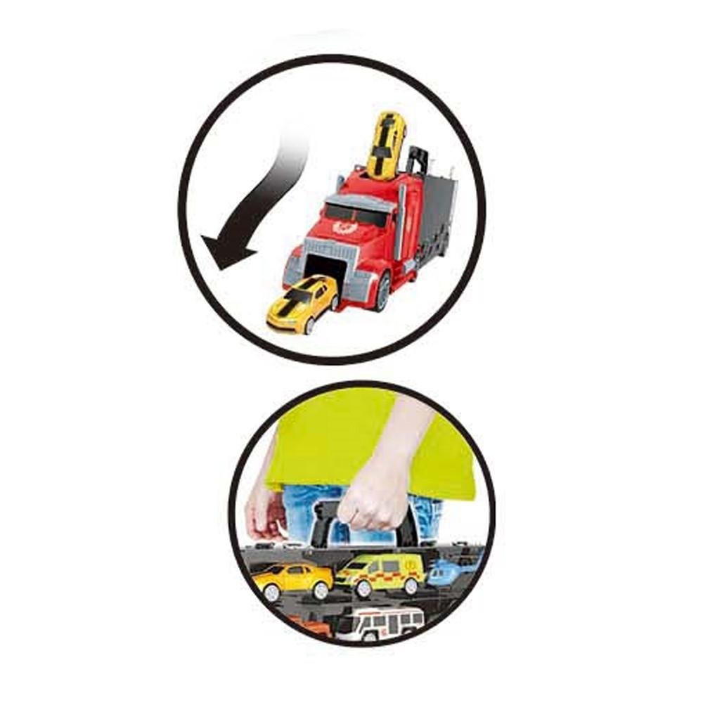 Express Wheels Caminhão Maleta Com Carrinhos City Vermelho Multikids