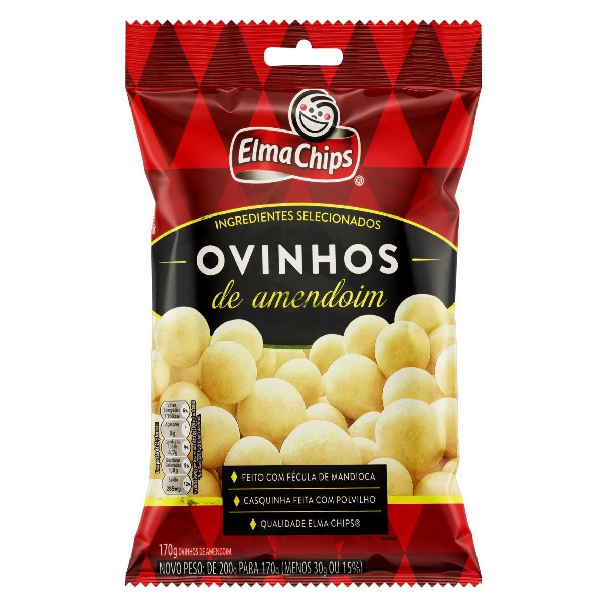 Ovinhos de Amendoim Elma Chips Pacote 170g Pão de Açúcar
