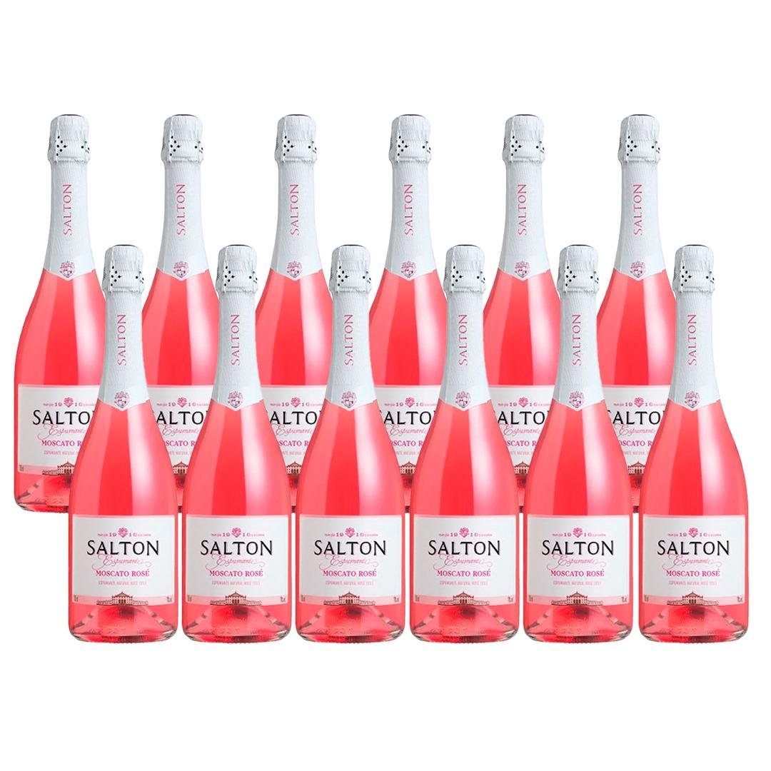 Kit 12 Garrafas Espumante Brasileira Salton Moscatel Rosé 750ml Pão