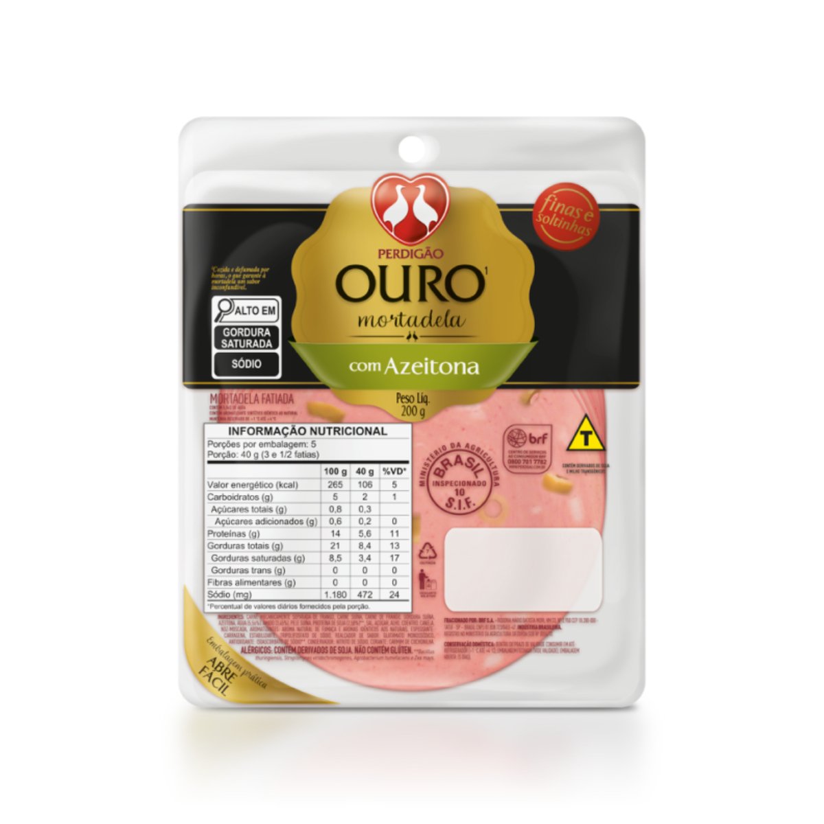 Mortadela Fatiada com Azeitona Perdigão Ouro 200g