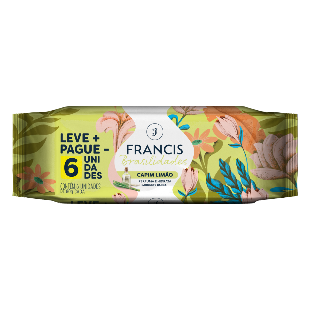 Pack Sabonete Barra Capim-Limão Francis Brasilidades Pacote 6 Unidades 80g Cada Leve Mais Pague Menos