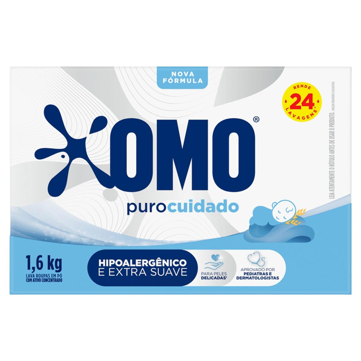 Lava-Roupas Pó Omo Puro Cuidado Caixa 1,6kg