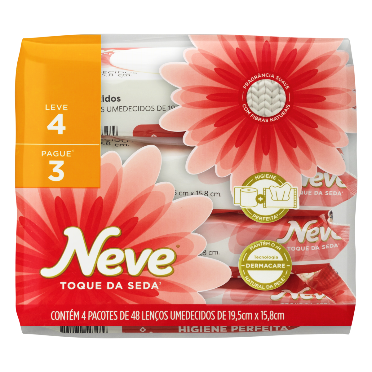 Lenço Umedecido Neve Toque da Seda - Leve 4 Pague 3 unidades