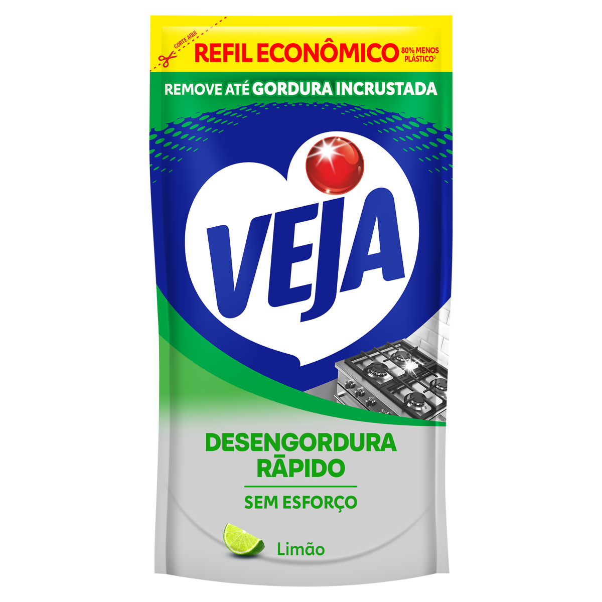 Limpador Desengordurante Limão Veja Sachê 400ml Refil Econômico