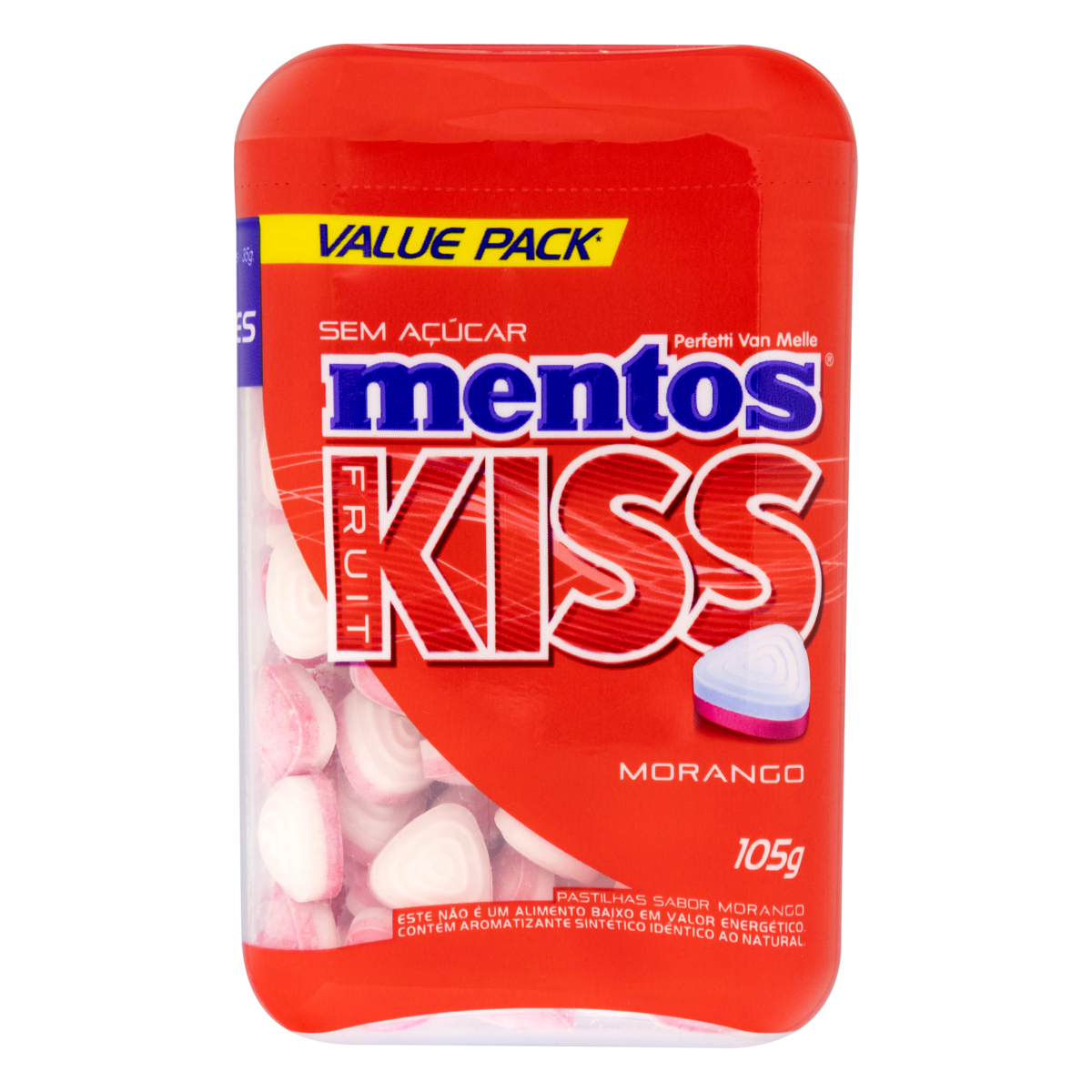 Pastilha Morango Zero Açúcar Mentos Kiss Pote 105g 150 Unidades Pão De Açúcar 6300