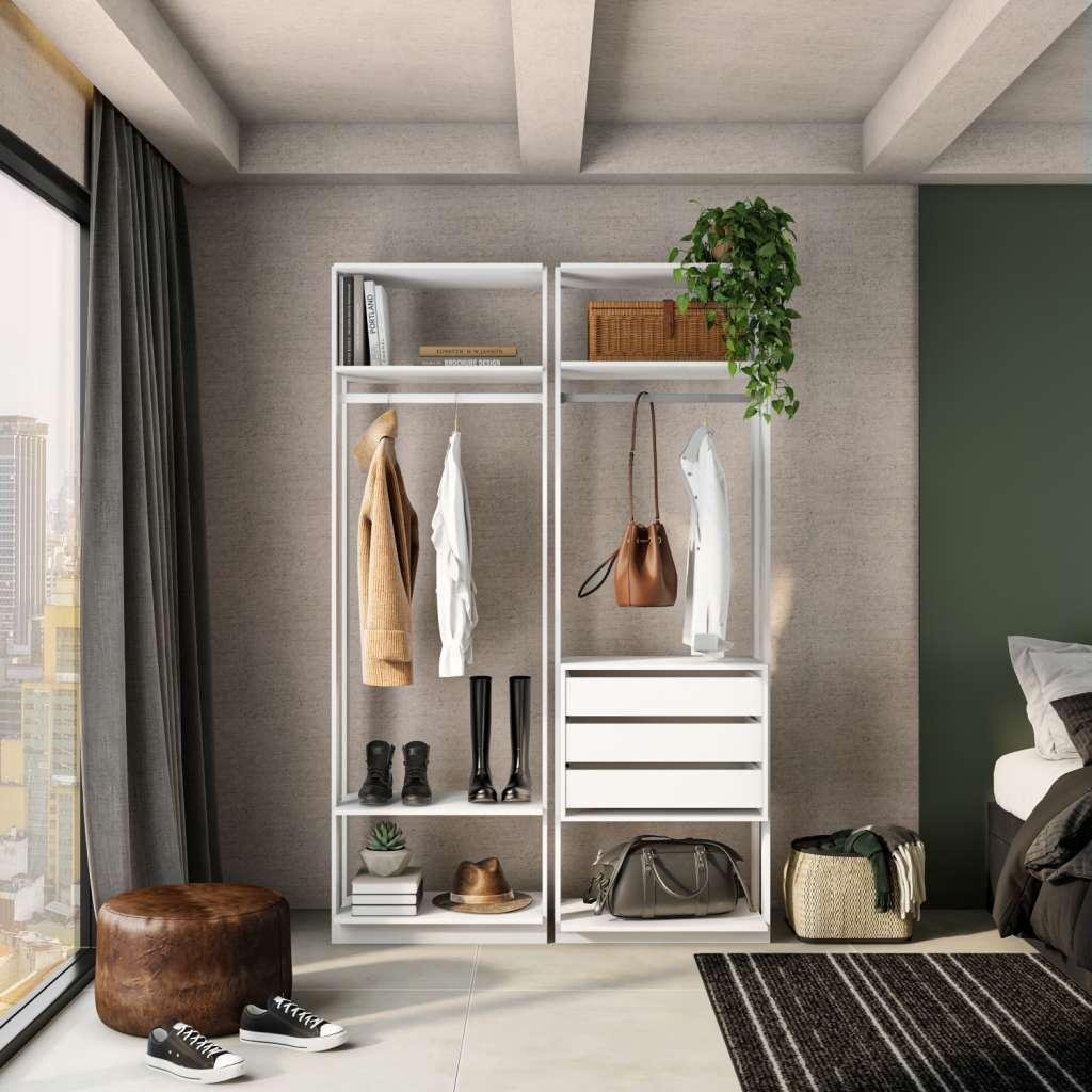 Conjunto com Guarda-Roupa Closet Cabideiro e Guarda-Roupa Modulado ...