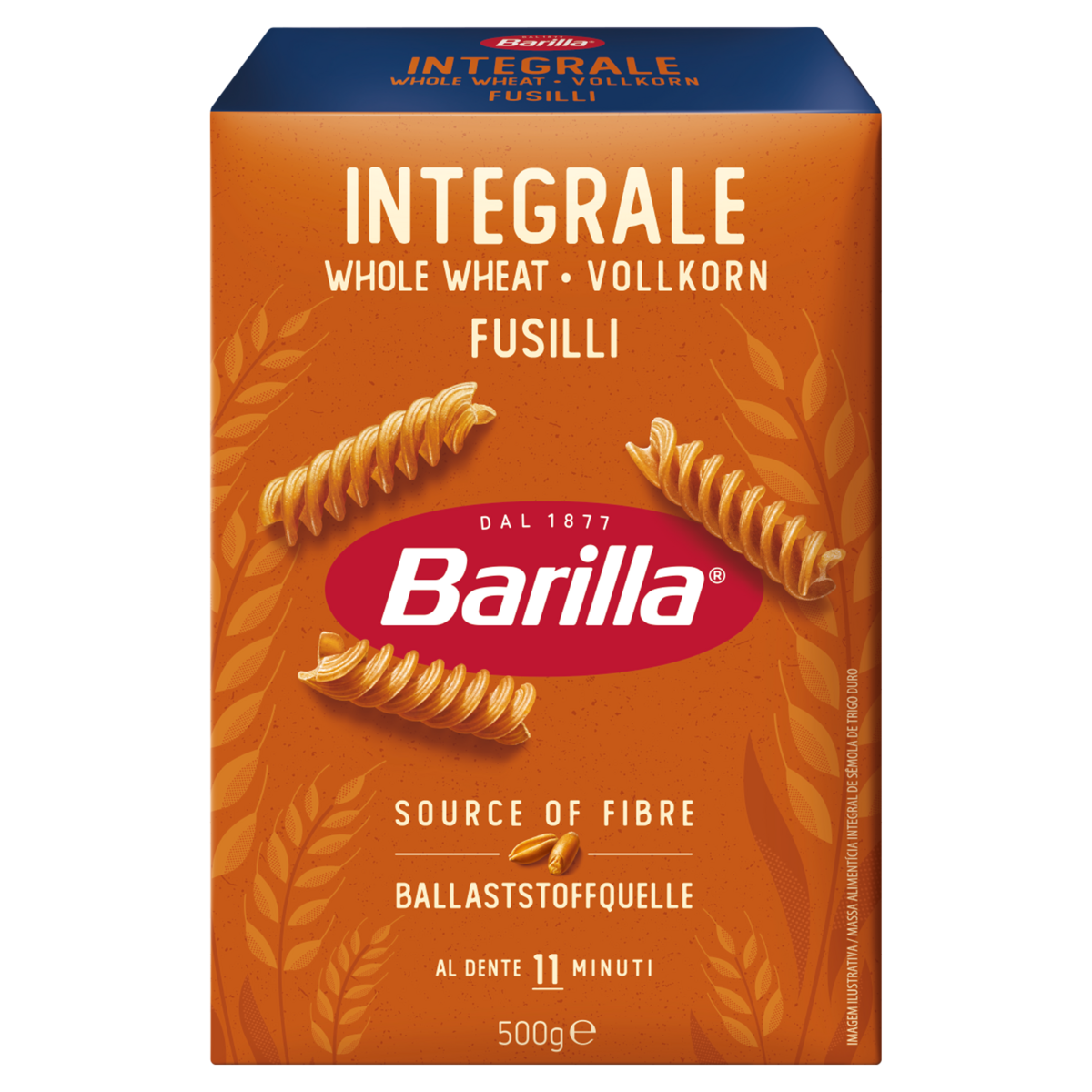 Macarrão de Sêmola de Trigo Duro Integral Fusilli Barilla Caixa 500g