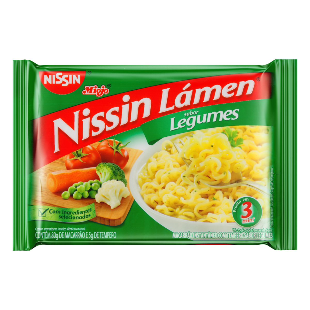 Macarrão Instantâneo De Legumes Nissin Miojo Lámen Pacote 85g Pão De