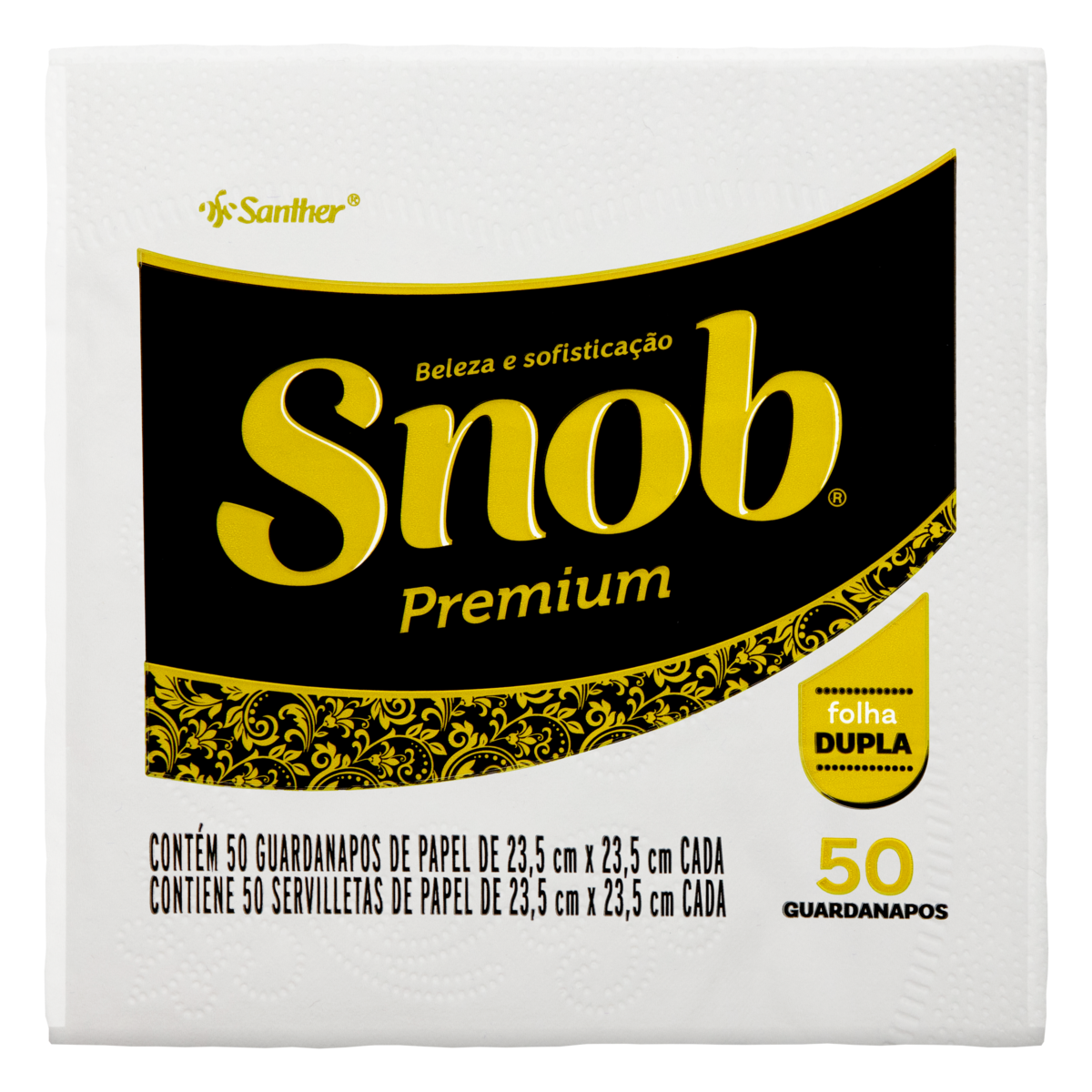 Guardanapo de Papel Folha Dupla Snob 23,5cm x 23,5cm Pacote 50 Unidades