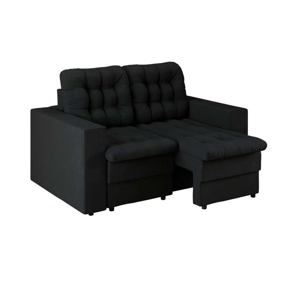 sofá 2 lugares retrátil lubeck plush suede preto 140 cm