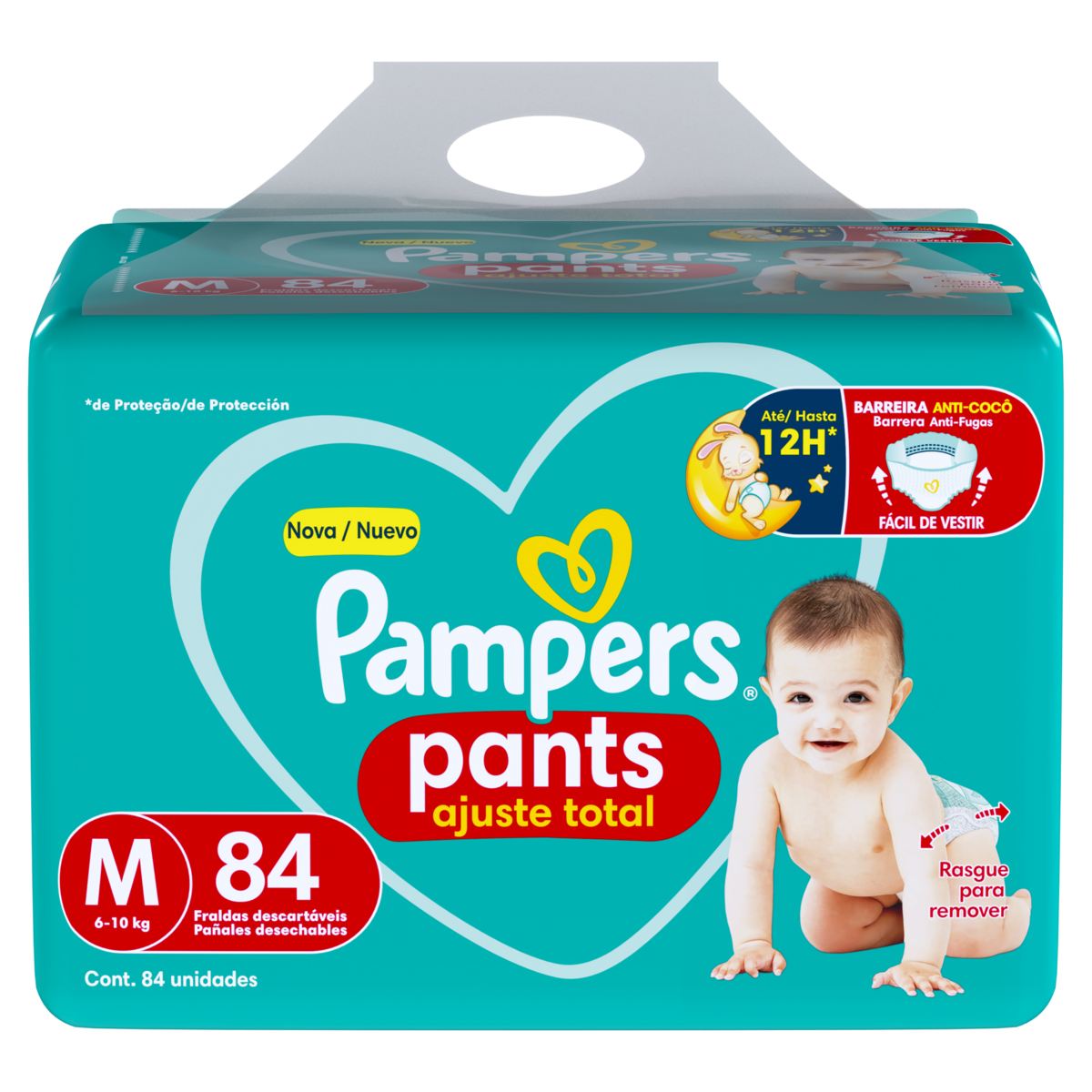 Fralda Descartável Infantil Pants Pampers Ajuste Total M Pacote 84 Unidades
