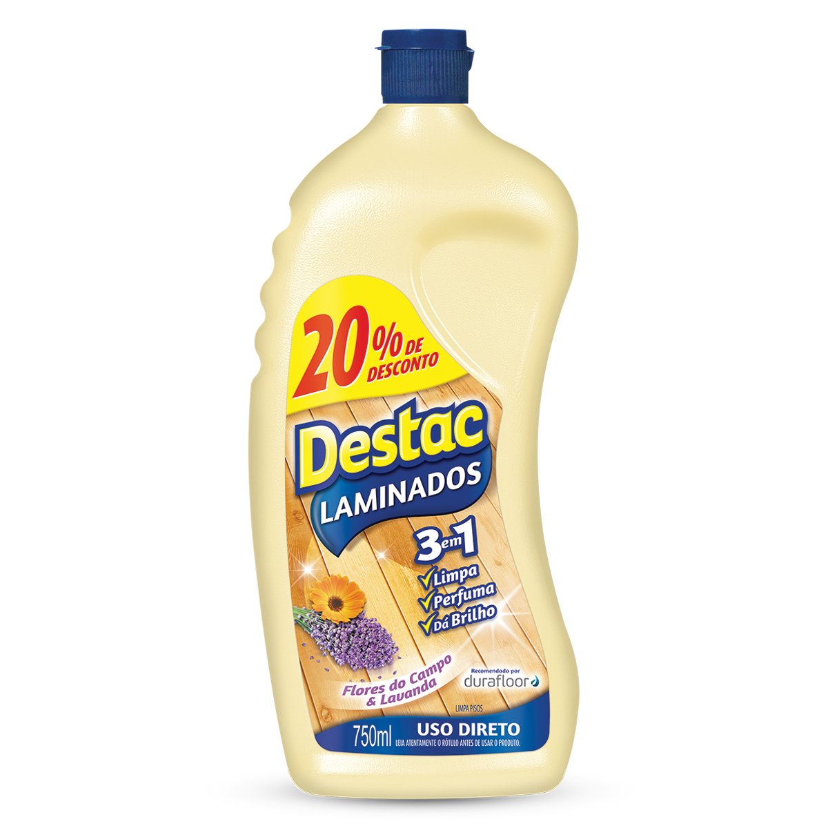 Limpador para Pisos Laminados Flores do Campo & Lavanda Destac Squeeze 750ml Preço Especial