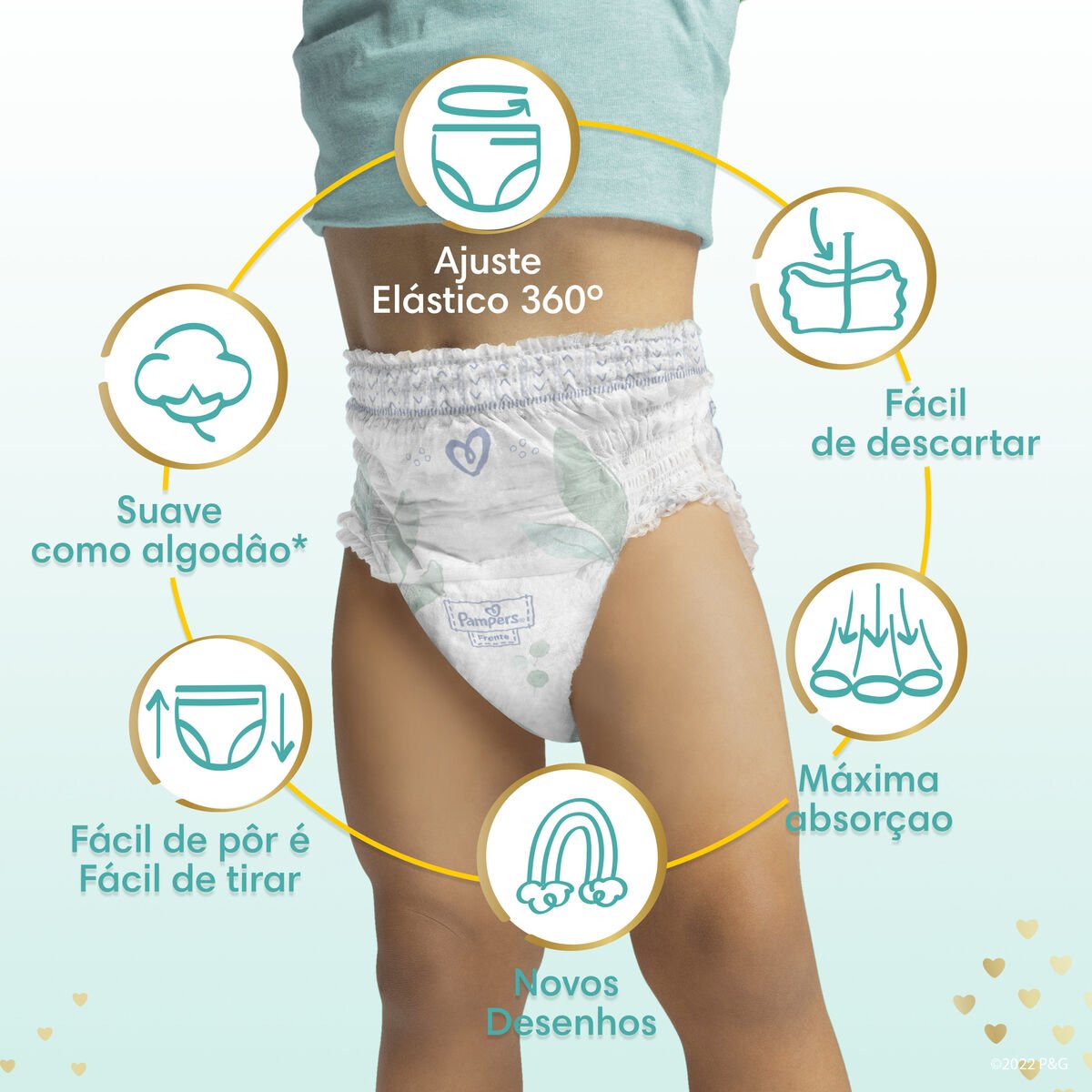 Fraldas Infantil Descartáveis Pampers Pants Ajuste Total Top Tamanho Xxg  com 60 Unidades