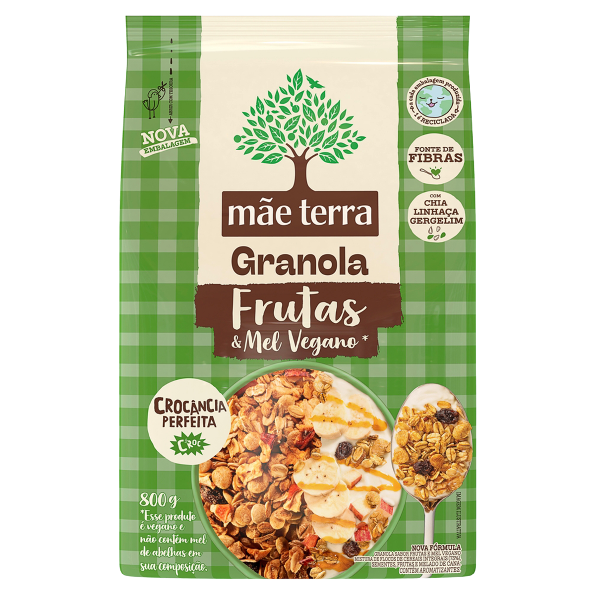 Granola Mãe Terra Frutas e Mel Vegano 800g