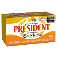Manteiga Extra com Sal Zero Lactose Président Gastronomique 200g