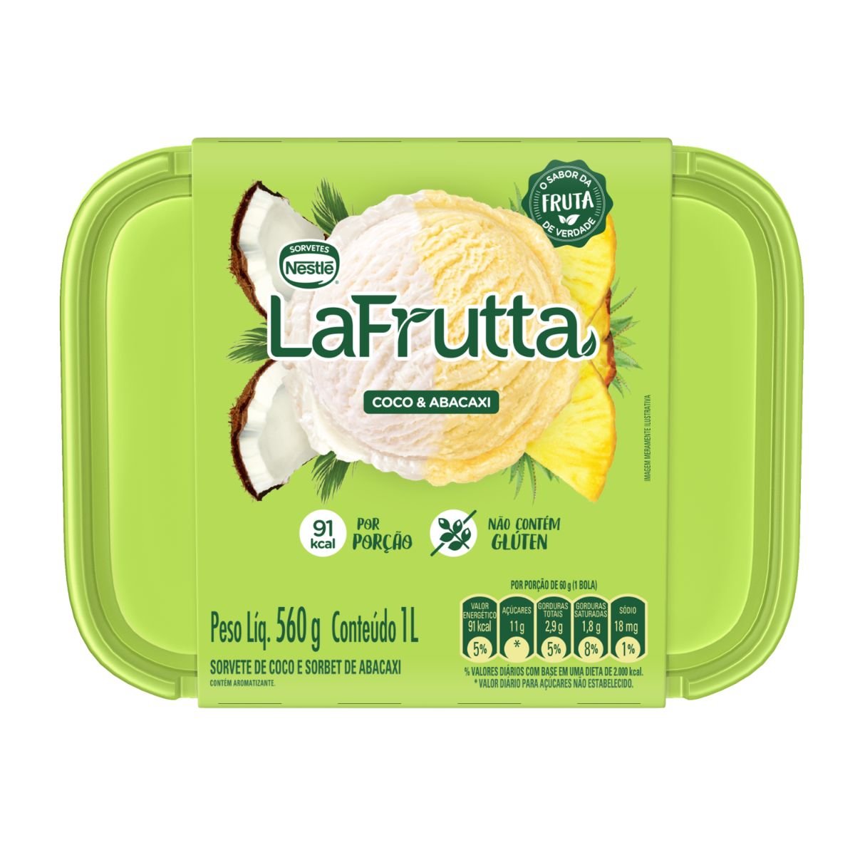 Sorvete LAFRUTTA Abacaxi + Coco 1 Litro