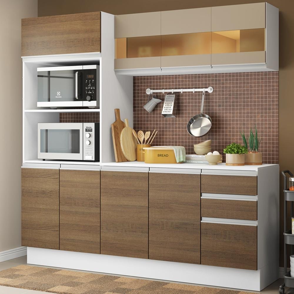 Cozinha Completa 100% Mdf Madesa Smart 300 cm Com Armário, Balcão