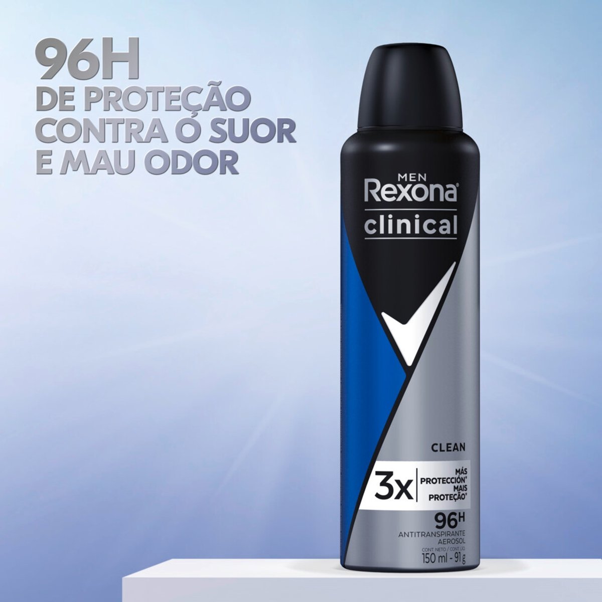 Desodorante Creme Rexona Clinical Masculino Clean Azul - Embalagem