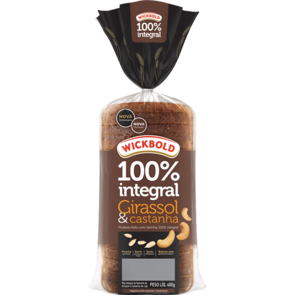 Pão De Forma 100 Integral WICKBOLD Sabor Girassol E Castanha Pacote 400g Pão de Açúcar Pão De Forma 100 Integral WICKBOLD Sabor Girassol E Castanha Pacote 400g Pão de Açúcar