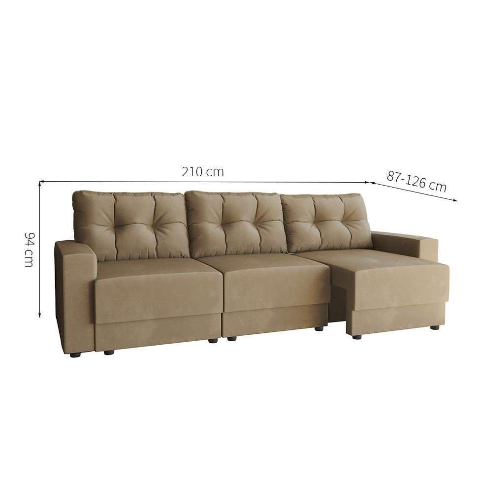 Sofá 3 Lugares Retrátil Lubeck II Suede Bege 210 cm | Pão de Açúcar