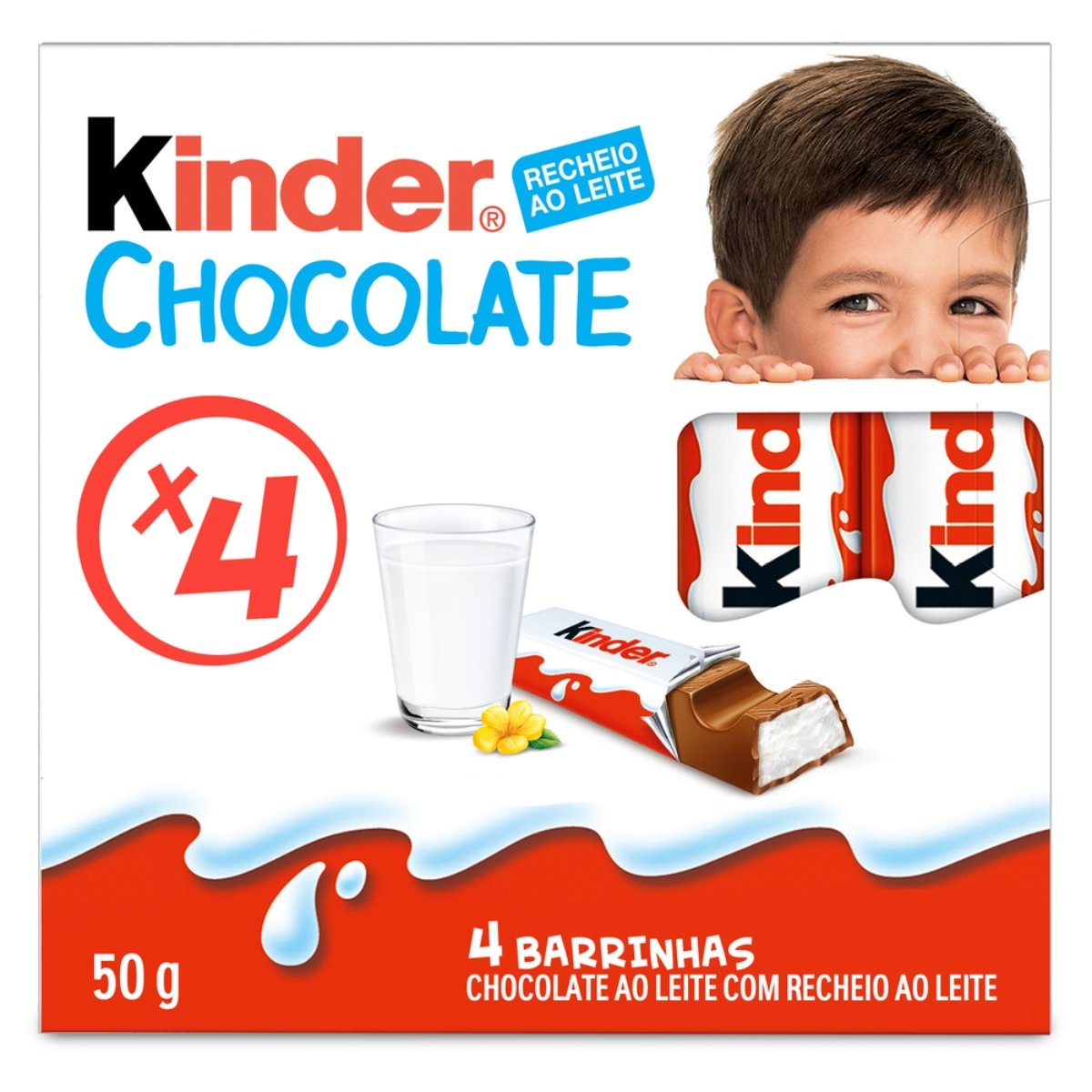 Kinder Chocolate ao Leite 4 Unidades 50g Pão de Açúcar