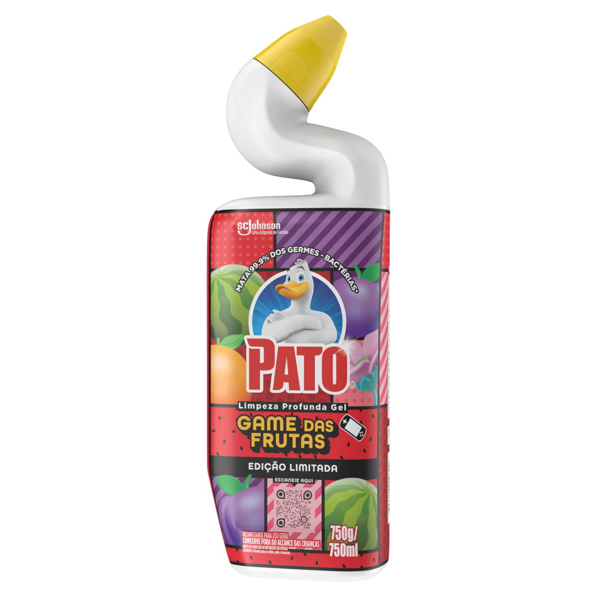 Desinfetante Uso Geral Game das Frutas Pato Limpeza Profunda Squeeze 750ml