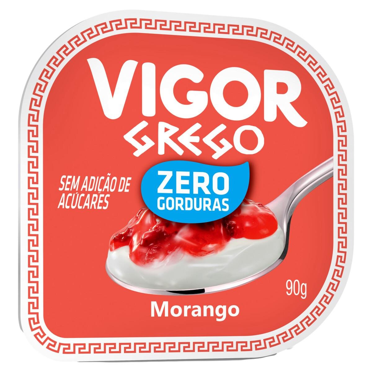 Iogurte Zero gorduras Vigor Grego Morango 90g | Pão de Açúcar