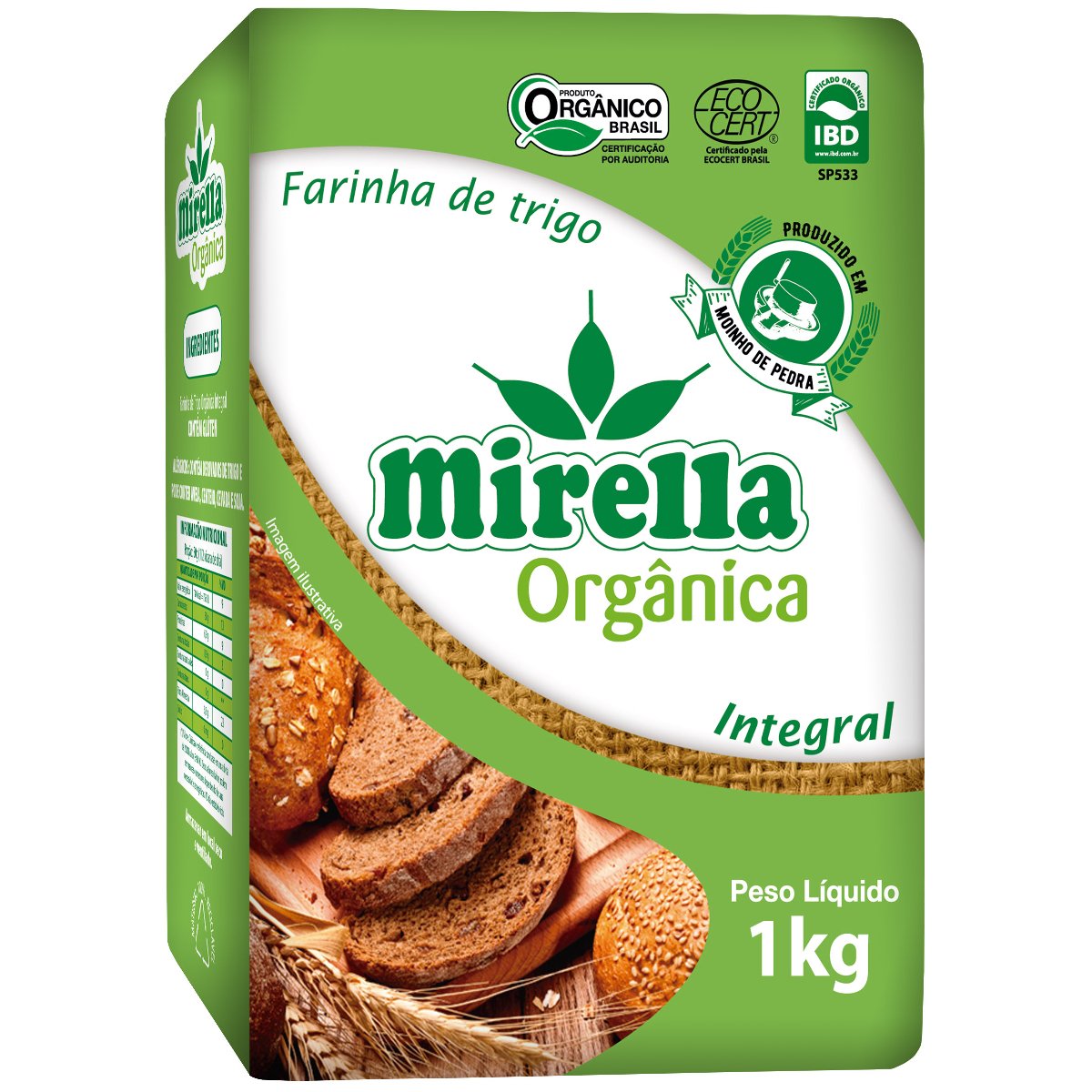 Farinha De Trigo Integral Orgânica Mirella 1kg Pão De Açúcar