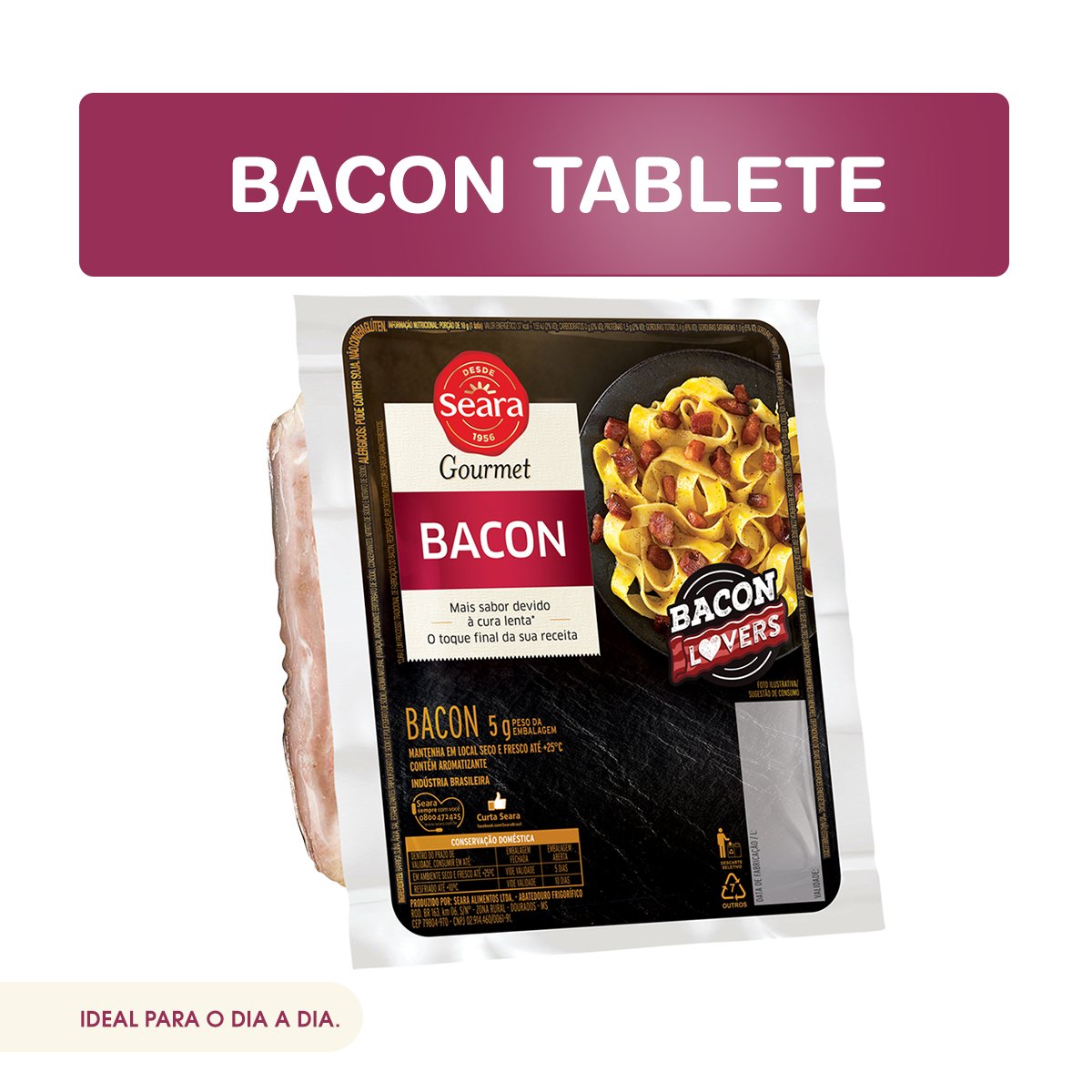 KIT Bacon Tablete Seara Gourmet + Feijão Preto CAMIL 1kg