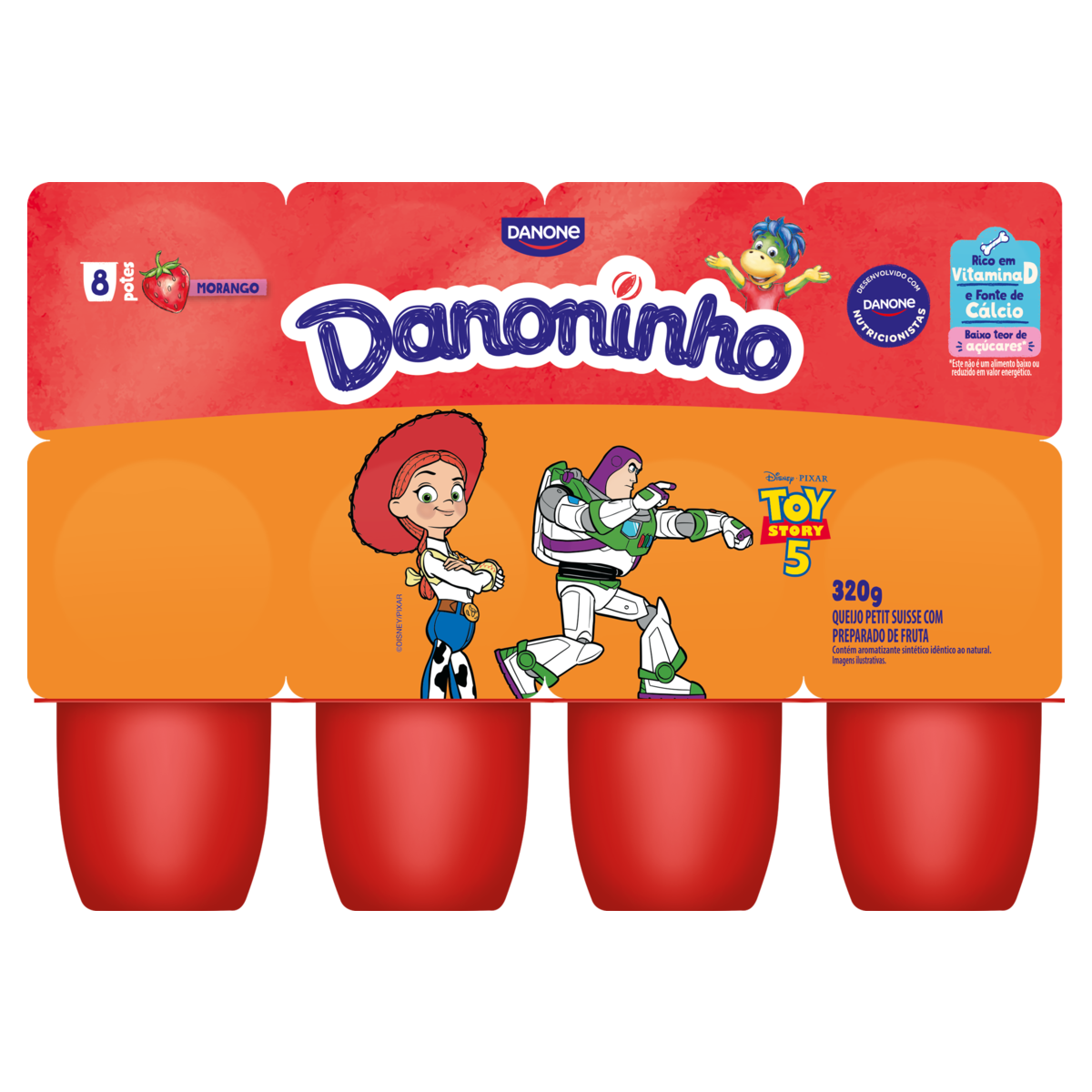 Queijo Petit Suisse Morango Danoninho Bandeja 320g 8 Unidades